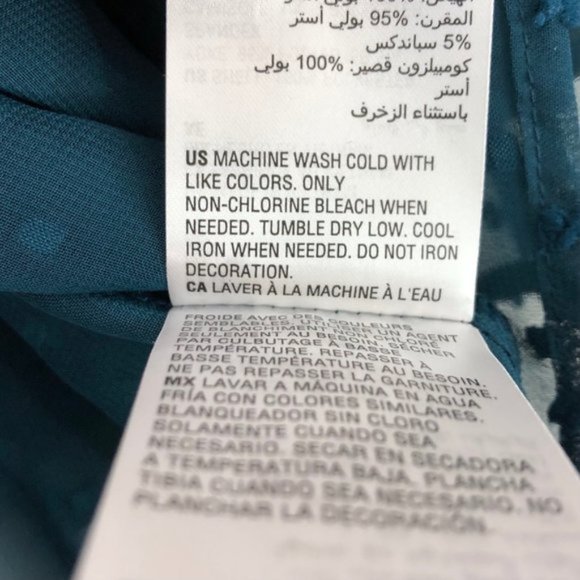 New Style & Co Velvet Eyelet Embroidered Swiss Dot Sheer Top Teal Size Medium - Picture 16 of 16